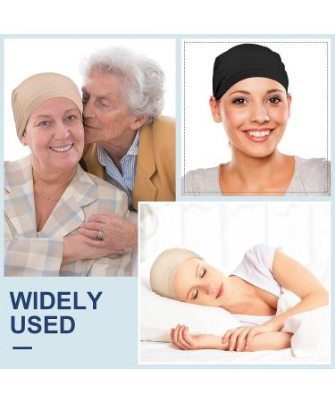 Janmercy 4 Pcs Bamboo Fiber Wig Cap Set - Women's Elastic Breathable Bald Cap for Hairloss - Black & Beige - Buy Online on GoSupps.com