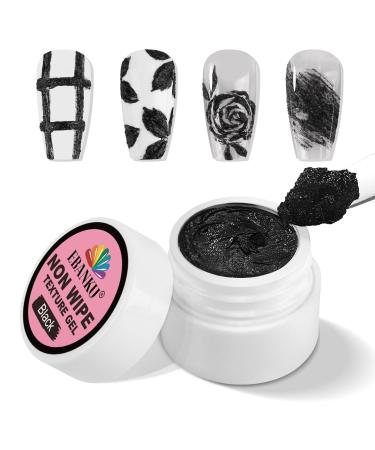 EBANKU EBANKU 3D Textured No Wipe Gel for Nail Art Thick Sculpting Gel with Sand Structure for Embossed Painting and Relief Designs Solid Color for 3D Nail Decoration Black