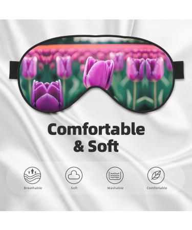Buy Purple Tulips Double-Sided Sleep Eye Mask - Soft Adjustable Blindfold to Block Out Light - Buy Online on GoSupps.com