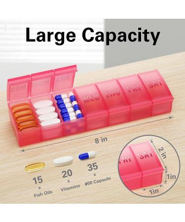 TookMag 2 Pack Extra Large Weekly Pill Organizer Case - 7 Day Capacity for Pills/Vitamins/Supplements (Pink) - Buy Online on GoSupps.com