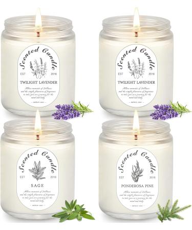 Scented Soy Candles 4 Pack - Lavender Sage Aromatherapy Set for Stress Relief and Meditation - Long Lasting 28 oz Natural Candles - Perfect Gifts for Women - Buy Online on GoSupps.com