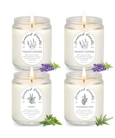 Candles for Home Scented, 4 Pack Scented Candles, Lavender Sage Candles Gifts for Women 28 oz Long Lasting Natural Soy Candles, Aromatherapy Candle Set Stress Relief Meditation Bath for Women Birthday