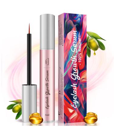 Eyelash Growth Serum 5ML Professional Lash Growth Serum Eyelash & Eyebrow Enhancer Serum Natural Lash Booster Eyelash Serum for Growth- Irritation Free Rose