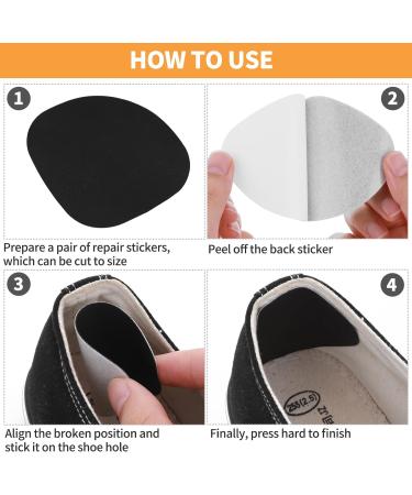 4 Pairs Self-Adhesive Shoe Heel Repair Kit for Kids - Black Patch Inserts for Sneakers - Big & Small Pieces Included - Buy Online on GoSupps.com