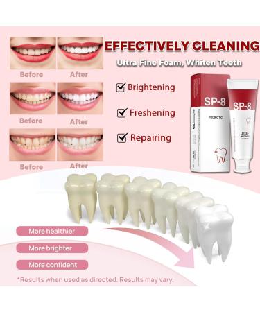 SP-8 Ultra Whitening Probiotic Toothpaste Set - Brightening Fresh Breath & Deep Cleaning (2 Pcs + 2 Toothbrushes) - International Shipping Available - Buy Online on GoSupps.com