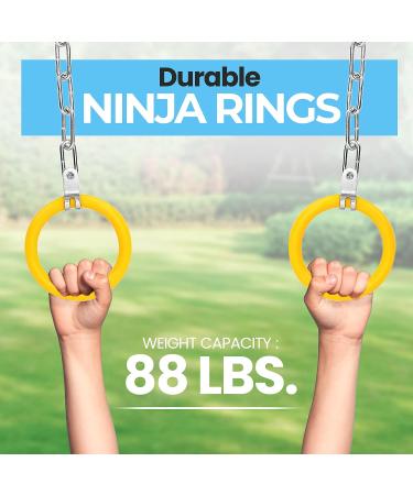 SereneLifeHome 2 Clamping Hoops Gymnastic Bar - Durable Ninja Rings & Bell Equipment Set for Kids | Outdoor Backyard Ninja Line Accessories - Buy Online on GoSupps.com