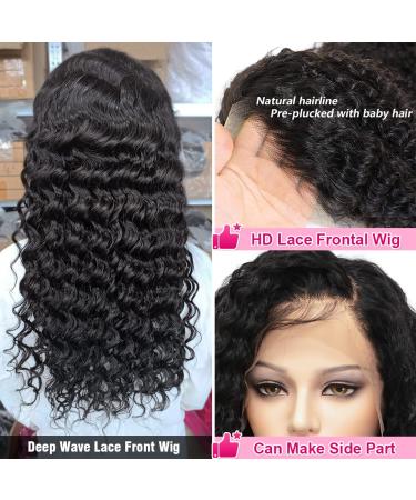 20 180 Density Brazilian Deep Wave HD Lace Front Wig - Pre Plucked with Baby Hair for Black Women - Buy Online on GoSupps.com