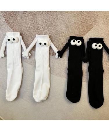 Folenzu Magnetic Suction 3D Doll Couple Socks - Black (2 Pairs) Holding Hands Design - Buy Online on GoSupps.com