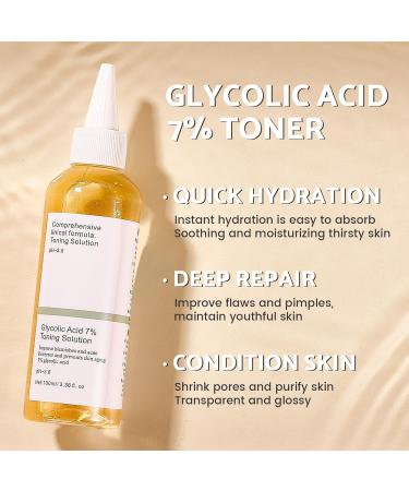 7% Glycolic Acid Exfoliating Toner Gentle Exfoliating Toner Smooth Skin Restores Skin Vitality and Refreshing Hydrating Formula Pore Minimizer- 100ml/ 3.38 fl.oz. - Buy Online on GoSupps.com