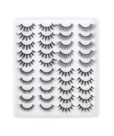 Eyelashes Natural Look 4 Various Styles Wispy Eye Lashes Mink Parriparri 20 Pairs Soft Faux Mink Volume Lashes Fluffy 3D Mink Lashes Easy to Apply Normal-20 Pairs