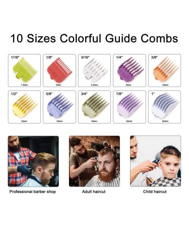 10 Color Hair Trimmer Guard Combs Set #3170-400 - 1/16 to 1 Inch, Coded Cutting Guides for Clippers/Trimmers - Buy Online on GoSupps.com
