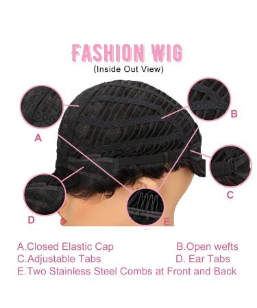 Short Curly Black Wig with Bangs for Black Women - Synthetic Pixie Cut Bowl Wavy Style (1B#) - Buy Online on GoSupps.com