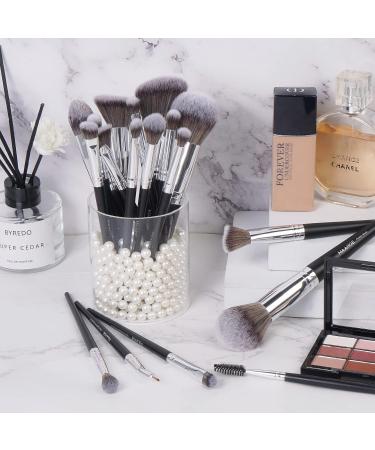 18-Piece Professional Makeup Brush Set - Premium Synthetic Foundation Blending Face Powder Blush & Eyebrow Tools - Silver - Buy Online on GoSupps.com