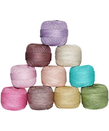 CraftyArt Tatting Crochet Threads Size 20 Mercerized Cotton Thread Pastel Color Embroidery Doilies DIY Craft Lacey Yarn  Multicolor