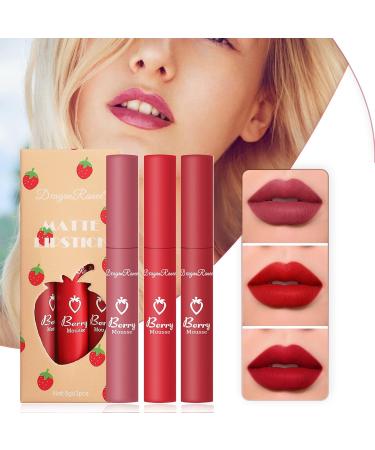 Strawberry Lip Gloss Set - Waterproof Matte Non-Stick Lipstick 1ml | Long-Lasting Lip Glaze #02 | International Shipping Available - Buy Online on GoSupps.com