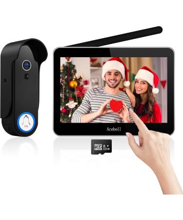 ACEBELL Wireless Video Doorbell Intercom System Battery Operated, 1080P Video Doorbell Camera with Monitor Wireless, Video Door Phone with 7''Touch Screen, Motion Detection, No Monthly Fees
