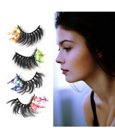 4 PCS Halloween False Lashes - Fluffy Glitter 6D Eyelashes for Cosplay & Drag Queen Makeup - Buy Online on GoSupps.com