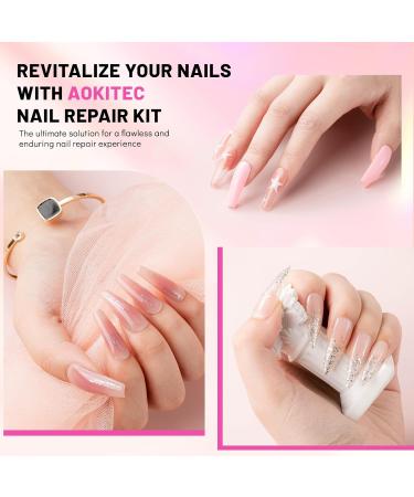 Aokitec Clear Dip Powder Kit - 28g Nail Repair Powder & 15ml Glue for Broken Nails | Quick Fix for Weak Nails - Home & Salon Use - Buy Online on GoSupps.com