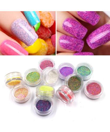 12 Mix Color Glitter Powder Dust Nail Art Acrylic Glitter Powder Nail Tips Decoration DIY Nail Art Pigment Glitter Dust Powder Set - Buy Online on GoSupps.com