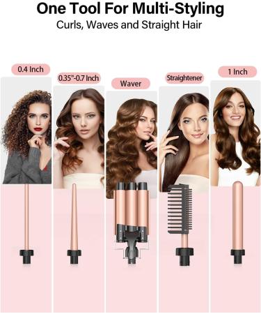 Waver Curling Iron Crimper - BESTOPE PRO 5 in 1 Hot Comb Hair Straightener | Fast Heating Barrel Curling Iron for All Hair Types - Buy Online on GoSupps.com