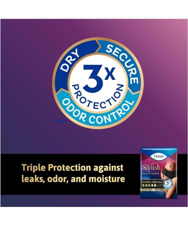 Tena Stylish Black Incontinence Underwear for Women - Maximum Absorbency X-Large (28 ct 2 Packs) - Comfort & Protection - Buy Online on GoSupps.com