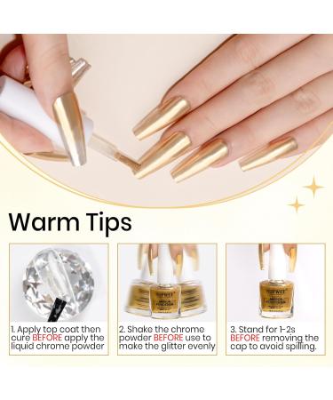 Gold Liquid Chrome Nail Powder 10ML - Mermaid Aurora Metallic Nail Polish | Chameleon Iridescent Pigment for DIY Nail Art | 0.33 Fl Oz (Pack of 1 - Buy Online on GoSupps.com