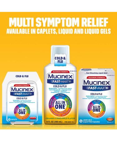 Mucinex Fast-Max Maximum Strength All-in-One Cold & Flu Orange & Pineapple 6 oz - Buy Online on GoSupps.com