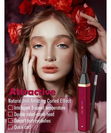 Heated Eyelash Curler USB Rechargeable Electric Eyelash Curler for Quick Natural Curling Long-Lasting Eyelashes Curl Tool Valentine's Gifts for Women (Heated Eyelash Curlers Rose Red) wml-c rose red - Buy Online on GoSupps.com