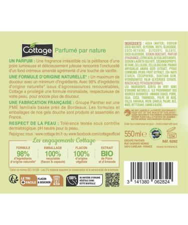 Cottage Moisturizing Milk Shower Gel Organic Pear & Organic Almond Cream 98% Natural Ingredients 100% Natural Bottle - Buy Online on GoSupps.com