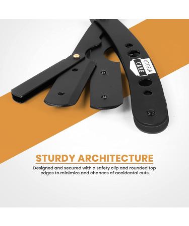 Utopia Care Professional Barber Straight Edge Razor Safety with 100 Lord Blades - Stainless Steel (Black) - Buy Online on GoSupps.com