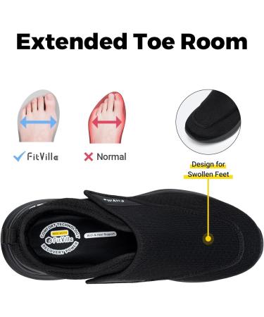 FitVille Diabetic Shoes for Men - Extra Wide Slip-on Walking Shoes for Swollen Feet - Foot Pain Relief Neuropathy - Easy Top Wings V2 - Size 10.5 X-Wide Black - Buy Online on GoSupps.com