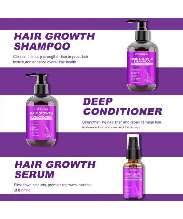 GIFBEA Hair Growth Shampoo and Conditioner Set with Rosemary Oil Serum - Biotin, Argan Oil, Castor Oil, Coconut, Keratin, Rice Water - Hair Loss Treatment for Men & Women - Buy Online on GoSupps.com