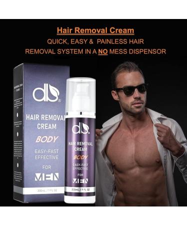 DB Hair Removal Cream for Men 200ml | Formulated for Men s Coarse Body Hair | Easy to Use Painless Provides Quality Results Lasting Longer than Shaving Alone | Suitable for Use on All Skin Types - Buy Online on GoSupps.com