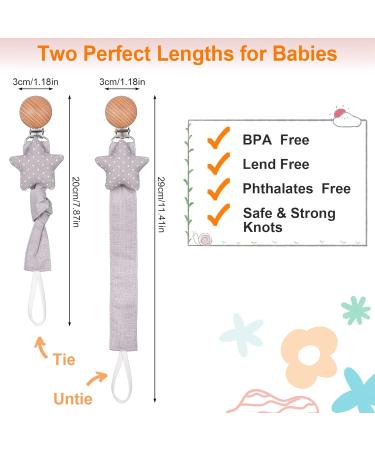 ALTcompluser 3 Pcs BPA-Free Dummy Clips - Personalised Soother Pacifier Chain Holder for Unisex Boys Girls - Grey - Buy Online on GoSupps.com