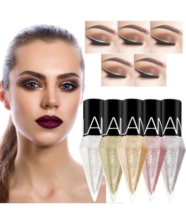 Shiny Diamond-Shape Glitter Liquid Eyeliner Kit - Waterproof & Quick Dry Mermaid Eye Makeup - Silver Gold Beauty Cosmetics for Women - Buy Online on GoSupps.com