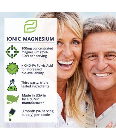 Natural Magnesium Ionic Supplement | 96-Day Supply | Longevity, Wellness, and Mood Support | Restful Sleep and Muscle Health - Buy Online on GoSupps.com