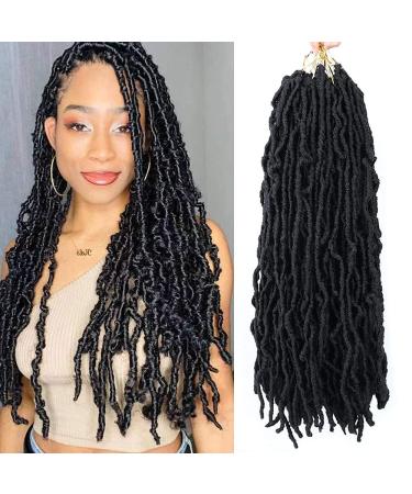 Violet 18 Inch New Faux Locs Crochet Hair Soft Locs Crochet Hair Natural Faux Locs Crochet Braids Pre-looped Synthetic Afro Roots Braid For Black Women (18Inch 6Packs 1B) 18 Inch (Pack of 6) 1B