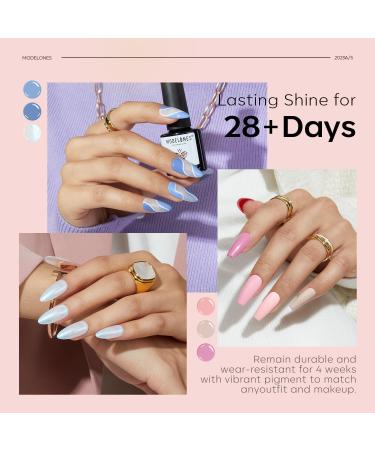Modelones 32 Pcs Gel Nail Polish Kit 28 Colors Gel Polish Kit with Glitter Glossy&Matte Top Base Coat Nude Pink Blue Purple Glitter Nails Gifts for Women DIY Salon Home - Buy Online on GoSupps.com