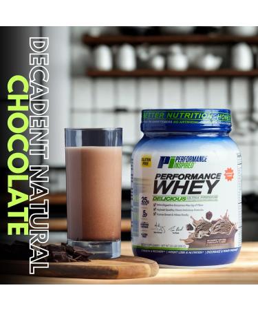 Performance Inspired Nutrition WHEY Protein Powder - All Natural - 25G - Contains BCAAs - Digestive Enzymes - Fiber Packed - Decadent Natural Chocolate 2 Pounds Decadent Natural Chocolate 2 Pound (Pack of 1) - Buy Online on GoSupps.com