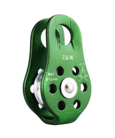 TRIWONDER 20kN Climbing Pulley Rescue Pulley Single Sheave Aluminum Fixed Eye Rock Rope Pulley Single Pulley - Green