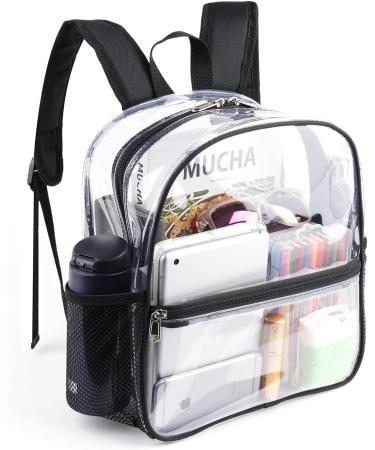 Fomaris Mini Clear Stadium Approved Backpack 12x12x6 (Black) - Small Transparent Plastic Backpack for Sports Events & Concerts - Buy Online on GoSupps.com
