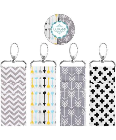 4PC Women Lipstick Holder Keychain Chapstick Pouch with Strap - Arrow Wave Pattern Key Ring Bags - Buy Online on GoSupps.com
