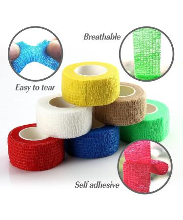 Self Adhesive Bandage Wrap - 1 Inch 6 Pack - Elastic Vet Wrap for Sports Injury Wrist Ankle - Buy Online on GoSupps.com