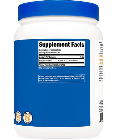 Nutricost Lactase Powder 500g - Non-GMO, Gluten-Free Enzyme Supplement - 1.10lb (500 Servings) - Buy Online on GoSupps.com