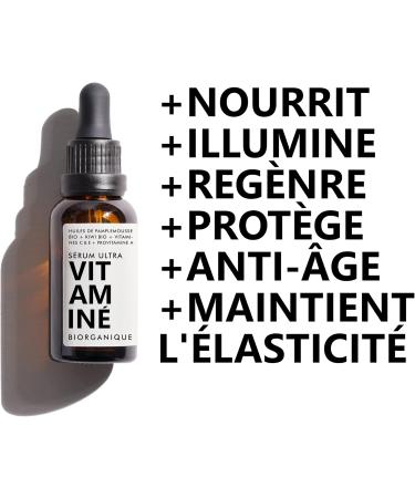  Biorganique Multi-Action Face Serum | Vitamin C/E + Provitamin A | 100% Natural | With Organic Kiwi Oil + Organic Jojoba Oil + Organic Grapefruit Oil + Sugar Cane Squalane | Skin Care/Radiance/Elasticity | 30ml - Buy Online on GoSupps.com