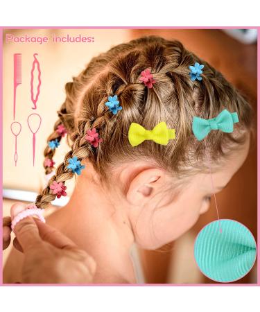 Tallsocne Girls Hair Accessory Set - Multicolor Mini Seamless Hair Ties, Elastic Bands, Butterfly Clips, Flower Claws, Styling Tools - Buy Online on GoSupps.com