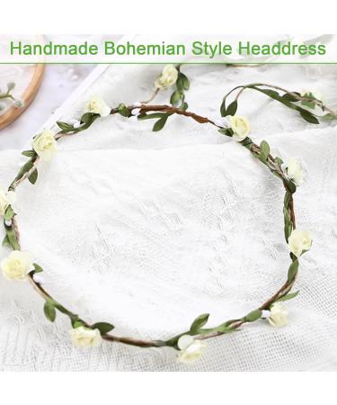 Cipszoely Flower Crown Headband Festival Flower Headband Women 2 Hair Festival Accessories Women Flowers Crown Floral Garland Handmade Hair Wreath Headdress For Women Girls Wedding Festival Party - Buy Online on GoSupps.com