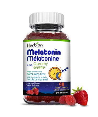 Herbion Naturals Melatonin Gummy 5 mg Helps Increase the Total Sleep Time Prevent Effects of Jet Lag Fall Asleep Faster and Re-set the Body s Sleep-Wake Cycle Strawberry Flavour 90 Pectin Gummies