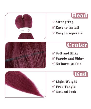 3 Pieces Low Temperature Yaki Synthetic Hair Extensions - 26 Inch Soft Crochet Lichen Fiber in Dark Red | Itch-Free & Easy to Style - Buy Online on GoSupps.com