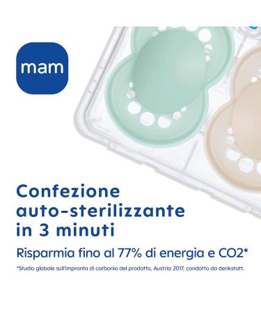 MAM Original Pacifiers Set of 2 | Size 6+ Months | SkinSoft Silicone Teat | Organic Round Design | Includes Pacifier Cover Green - Buy Online on GoSupps.com